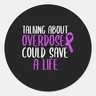 Praten over een overdosis kan een Paarse kans op o Ronde Sticker