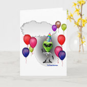 Praten Verjaardagsfeestje Alien Kaart (Gele Bloem)