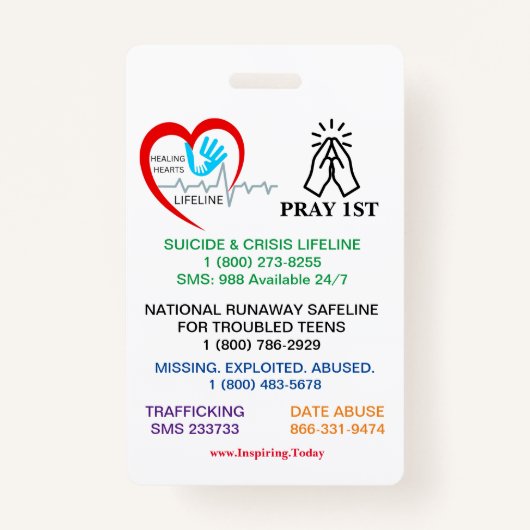 PRAY 1ST YOUTH LIFELINE BADGE (Achterkant)