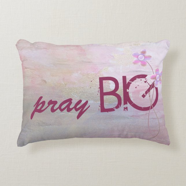 Pray Big quote op getextureerd roze Decoratief Kussen (Voorkant)