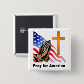 Pray for America Vierkante Button 5,1 Cm (Voorkant /achterkant)