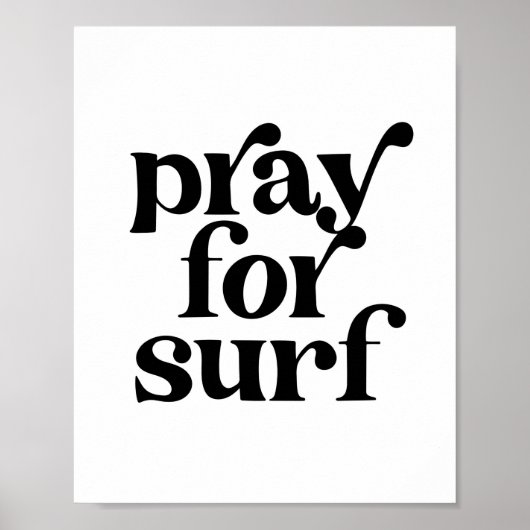 Pray for Surf Retro Font Poster (Voorkant)