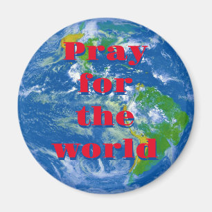 Pray for the World Earth Wereldbol Magnet Magneet