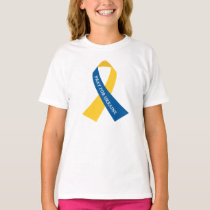 Pray for Ukraine Blue Yellow Ribbon Kinder T-shirt