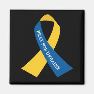 Pray for Ukraine Blue Yellow Ribbon Magneet
