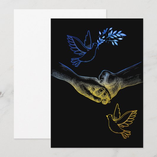 Pray for Ukraine, Realistic Couple Holding Hands 2 Bedankkaart (Voorkant / Achterkant)