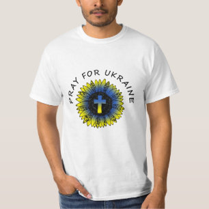 Pray for Ukraine Sunflower and Cross T-Shirt