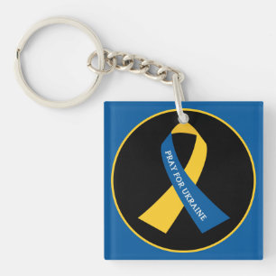 Pray for Ukraine Support Ribbon Square Sleutelhanger