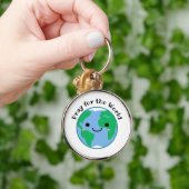 Pray for World Cute Earth Sleutelhanger (Hand)