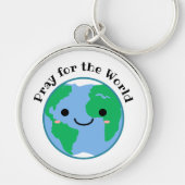 Pray for World Cute Earth Sleutelhanger (Voorkant)