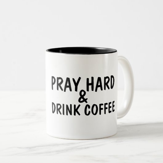 PRAY HARD & BOIRE CAFÉ Coffee Mugs (Devant droit)