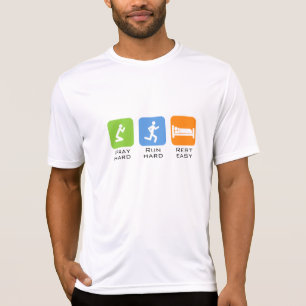 Pray Hard run, harde, eenvoudige mannen T-shirt