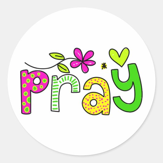 Pray Ronde Sticker (Voorkant)