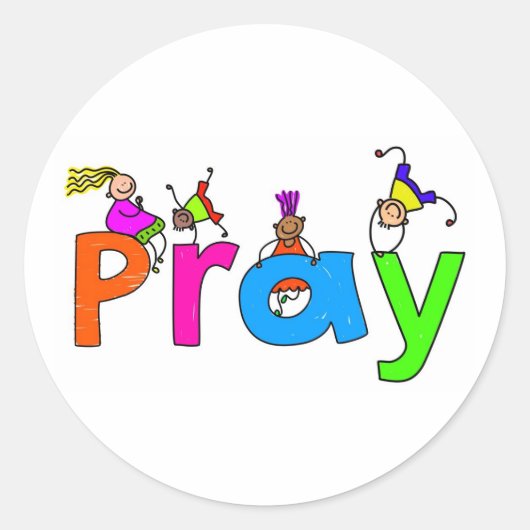 Pray Ronde Sticker (Voorkant)