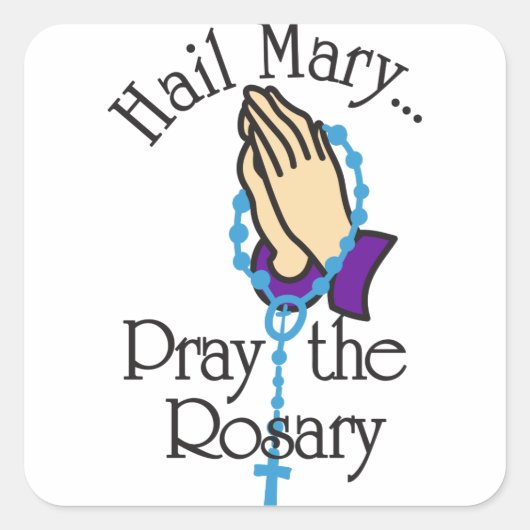 Pray the Rosary Vierkante Sticker (Voorkant)