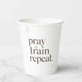 Pray Train Repeat Mok – Christelijke Fitness Motiv Papieren Bekers