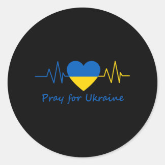 Pray voor Oekraïne Oekraïense vlag HeartBeat sterk Ronde Sticker