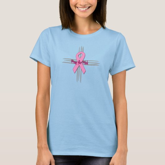 Pray voor roze kruis 2 t-shirt (Voorkant)