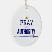 Pray with Authority - Blue,  Keramisch Ornament (Rechts)