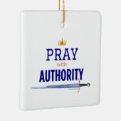 Pray with Authority - Blue Square,  Keramisch Ornament (Rechts)