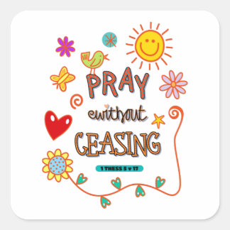 Pray zonder stopzetting van bijbelse kunst vierkante sticker