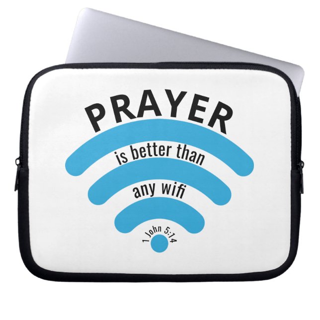 PRAYER BETER DAN WIFI Motivatie Laptop Sleeve (Voorkant)