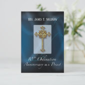 Prayer Card Name 10th Ordination Anniversary Blue Bedankkaart (Staand voorkant)