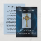 Prayer Card Name 10th Ordination Anniversary Blue Bedankkaart (Voorkant / Achterkant)