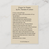 Prayer for Priests by St. Therese Holy Card Visitekaartje (Achterkant)