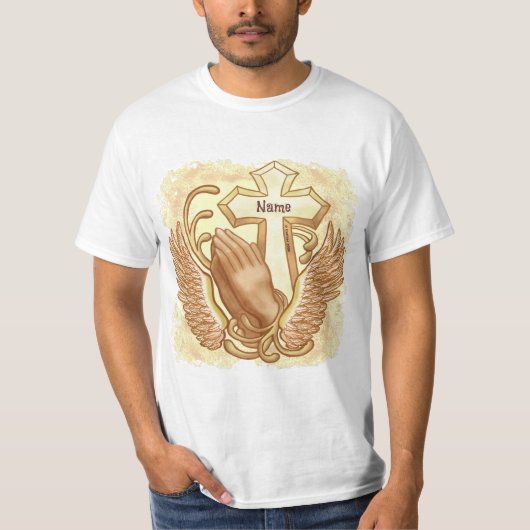 Prayer Hands Christelijk Cross T-shirt (Voorkant)