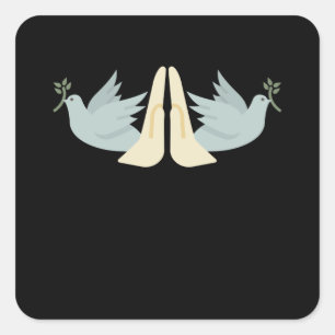 Prayer Hands Peace Doves Christelijk Vierkante Sticker