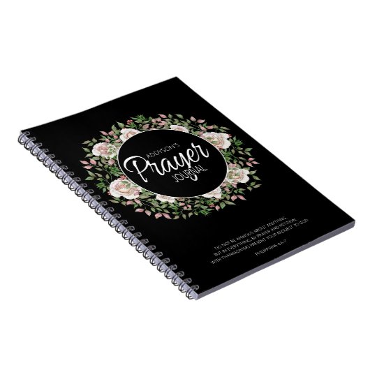 Prayer Journal Black White Pink Floral Notitieboek (Rechterzijde)