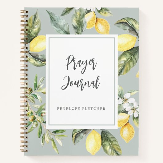 Prayer Journal Waterverf Lemons Elegant Sage Notitieboek (Voorkant)