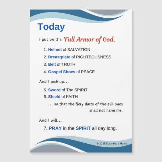 Prayer Magnet - Full Armor of God - 7"x5" (Devant)