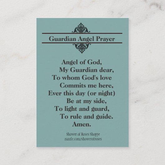 Prayer naar Mijn Guardian Angel Heilige Kaart Visitekaartje (Achterkant)