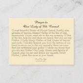 Prayer naar onze dame van de berg Carmel Visitekaartje (Achterkant)