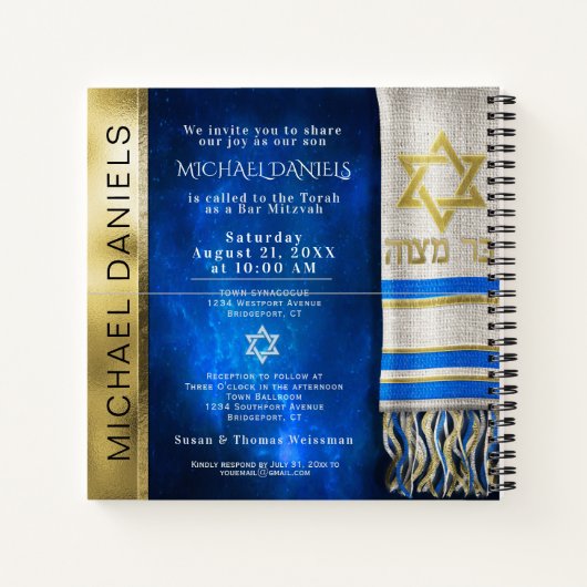 Prayer Shawl Artwork 3 Ring Multomap Notitieboek (Achterkant)