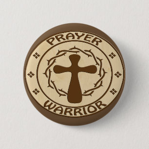 PRAYER WARRIOR CHRISTELIJK GEAR RONDE BUTTON 5,7 CM