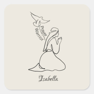 Prayer Warrior Design & Customize Naam Vierkante Sticker