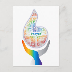 Prayer Word Cloud - Vlammen met handen Briefkaart
