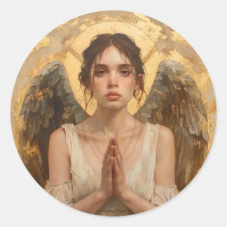 Praying angel ronde sticker