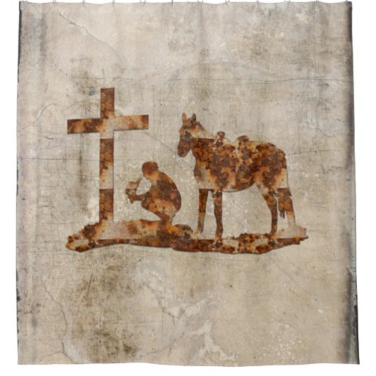 Praying Cowboy Shower Curtain Douchegordijn (Voorkant)
