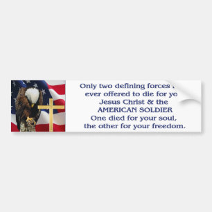 Praying Eagle American Flag Christelijk Cross Bumpersticker