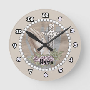 Praying Hands Rosary Clock Ronde Klok