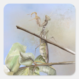 Praying Mantis waterverf Vierkante Sticker