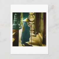 Praying Priest in Old Japan Magic Lantern