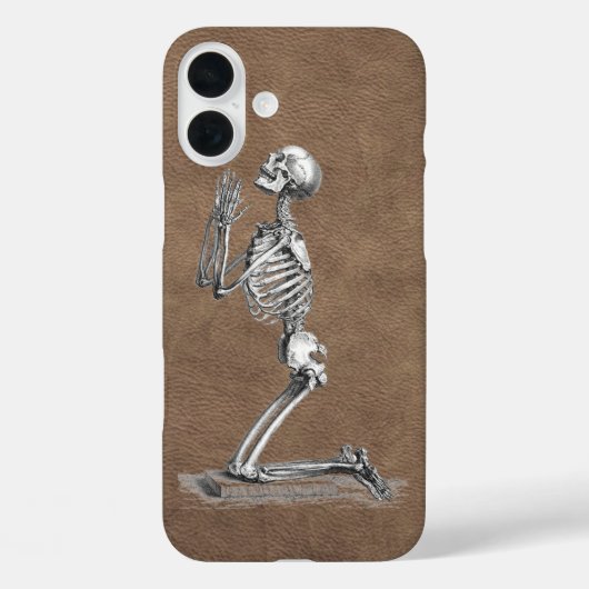 Praying Skeleton Faux-Leather Case-Mate iPhone Case (Achterkant)