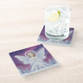 PrayingWinterAngel Glazen Onderzetter (Schuin)
