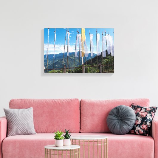 Praylagers in de oostelijke bergen van Bhutan Canvas Afdruk (Insitu (Woonkamer))