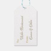 Pre-bruiloft golffeest weekend wit goud cadeaulabel (Achterkant)